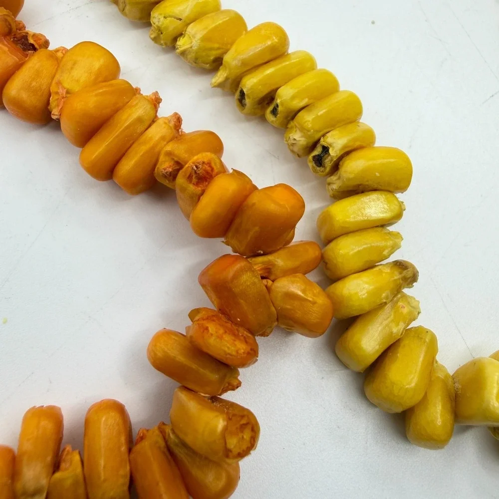 Necklace Lot 3 Vintage Boho Statement Chunky Bead Ribbon Tie Orange Yellow Green